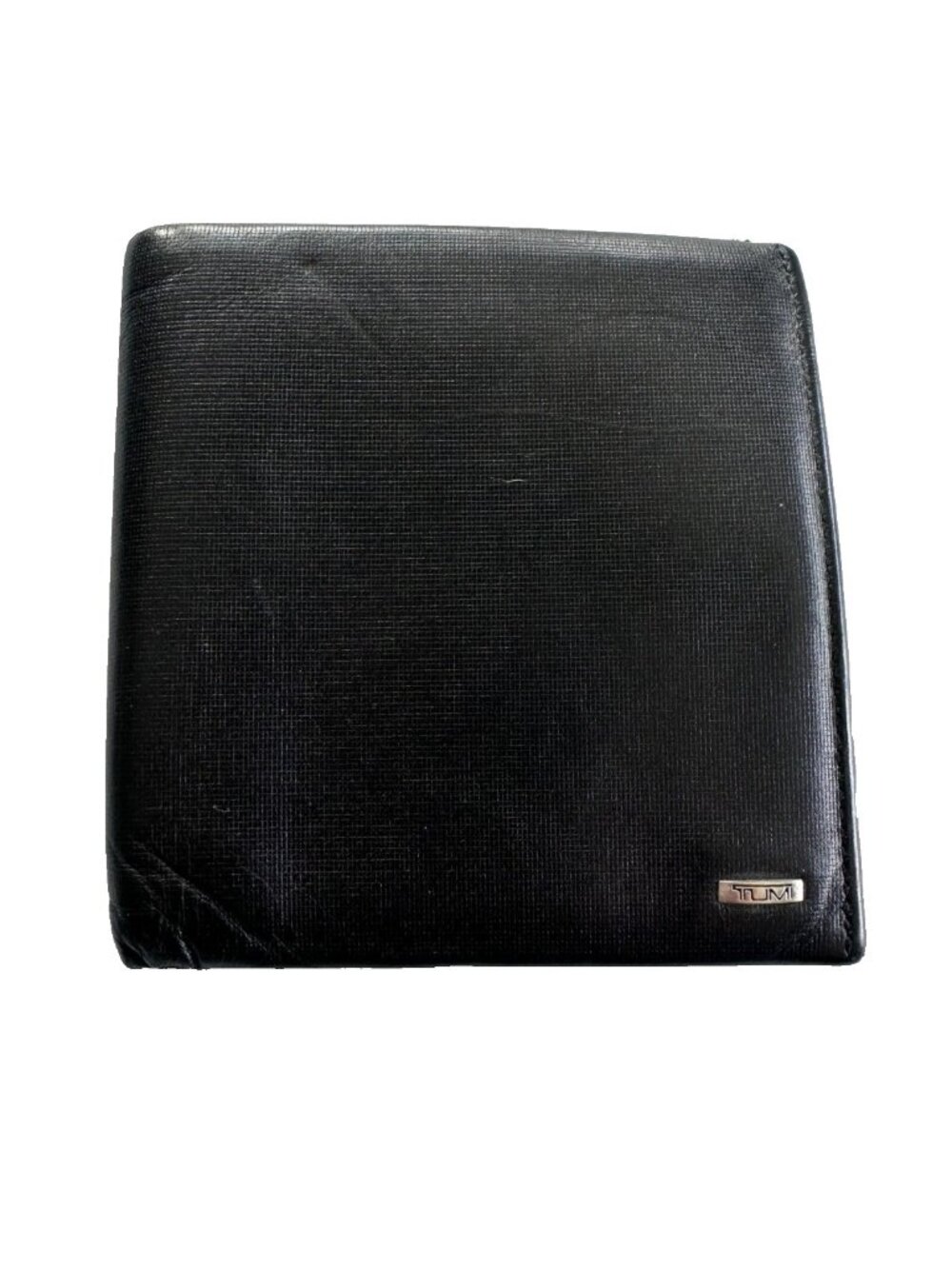 TUMI Black Leather Bifold Wallet Slim Profile